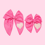 Pink Pearl Heart Fable Bow