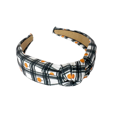 Pumpkin Plaid Knot Headband