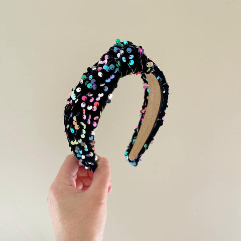 Neon Rainbow Sequin Knot Headband