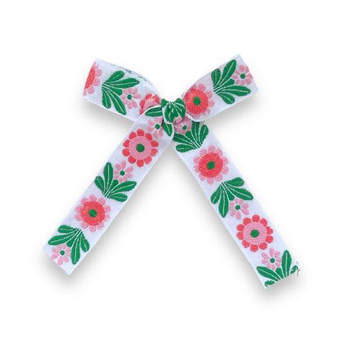 Floral Embroidered Ribbon Bow