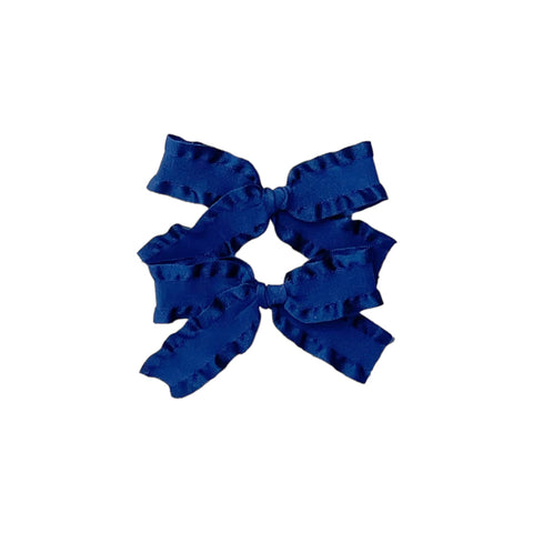 Navy Blue Ruffle Ribbon Pigtail Set