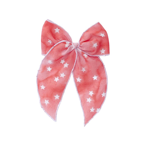 Red Watercolor Star Print Fable Bow