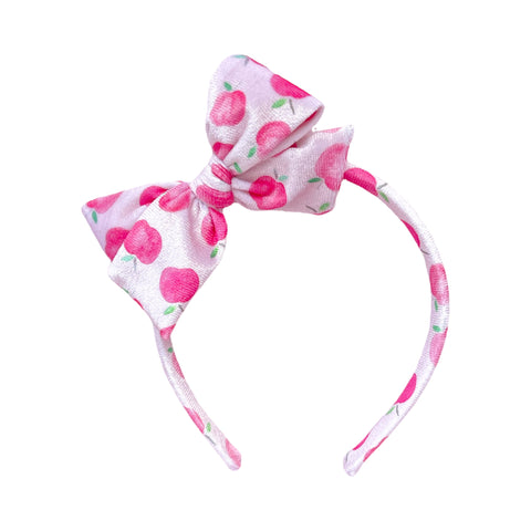 Pink Apple Velvet Bow Headband