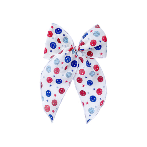 Patriotic Smiley Fable Bow