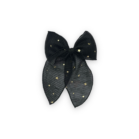 Large Black Star Tinsel Fable Bow