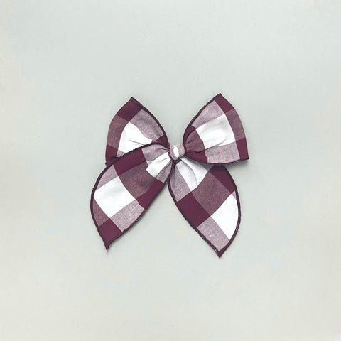 Burgundy Gingham Fable Bow