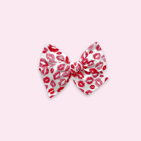 Valentine Kisses Pinwheel Fabric Bow