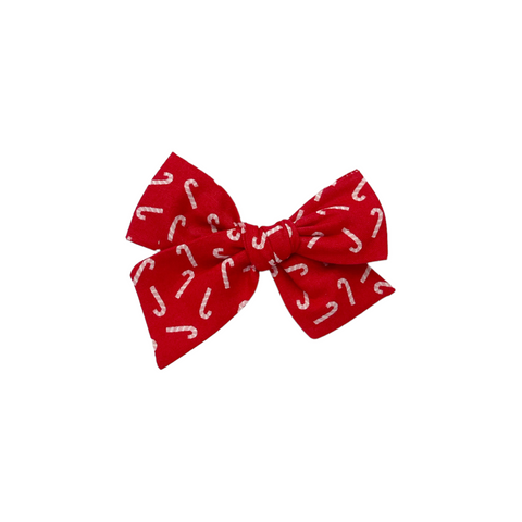Red Candy Cane Pinwheel Fabric Bow