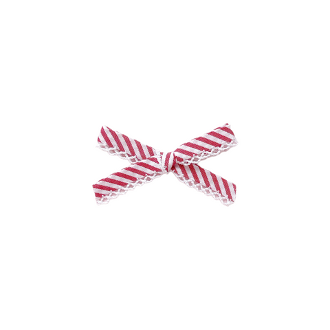 Candy Cane Stripe Crochet Edge Hand Tied Bow