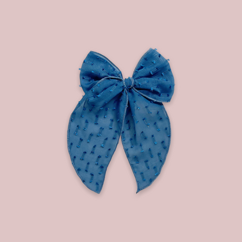 Large Blue Clip Dot Fable Bow