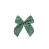 Green & Pink Polka Dot Crepe De Chine Sailor Bow