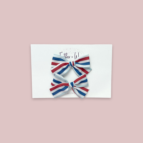 Patriotic Stripe Mini Pigtail Bow Set