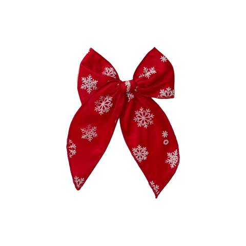 Large Red Satin Tulle Snowflake Fable Bow