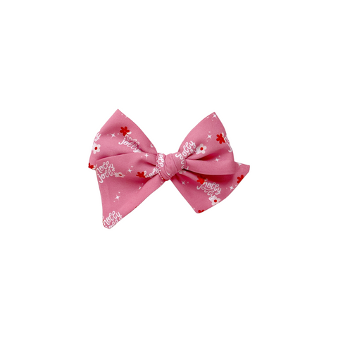 Pink Holly Jolly Pinwheel Bow