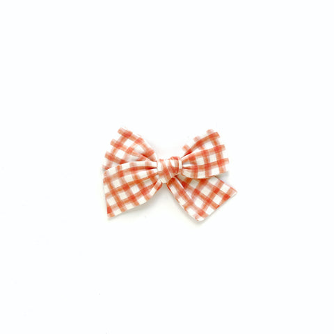 Orange Plaid Pinwheel Fabric Bow