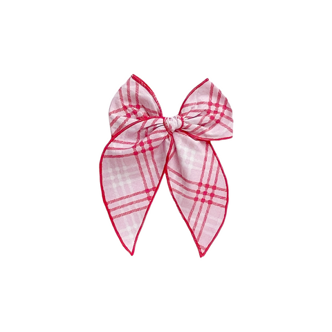 Pink & Red Plaid Fable Bow