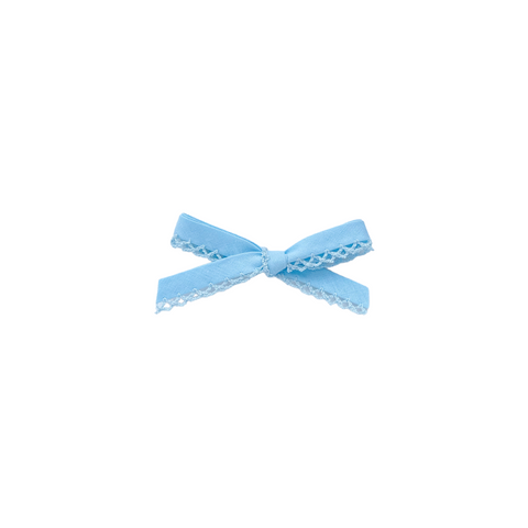 Light Blue Crochet Edge Hand Tied Bow