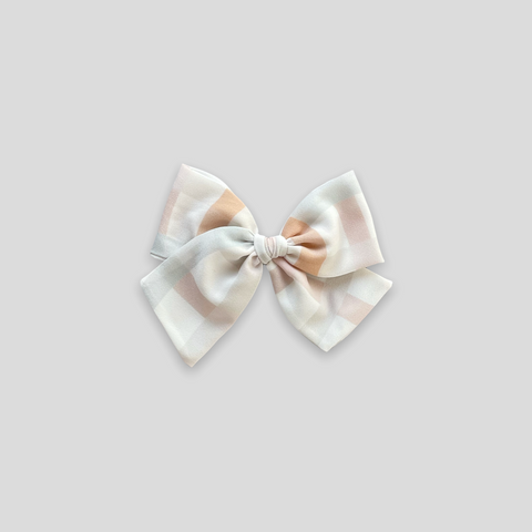 Pastel Plaid Crepe Pinwheel Fabric Bow