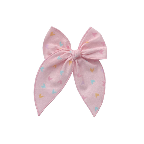 Pink Pastel Heart Fable Bow