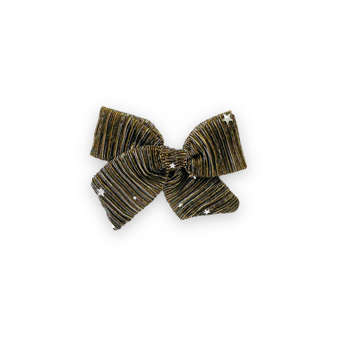 Classic Black & Gold Star Tinsel Pinwheel Bow