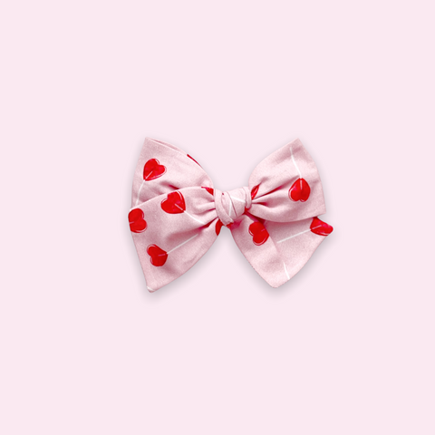 Pink Heart Lollipop Pinwheel Fabric Bow