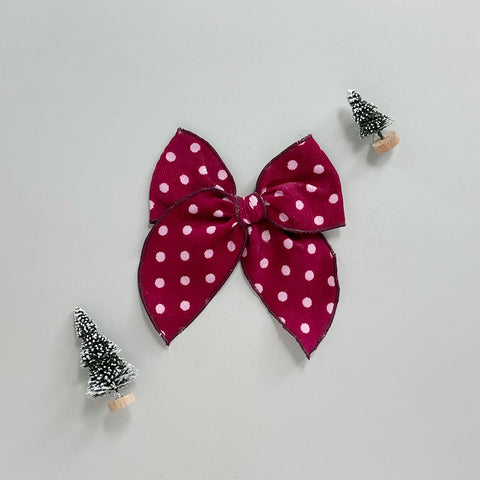 Red & Pink Dot Corduroy Fable Bow