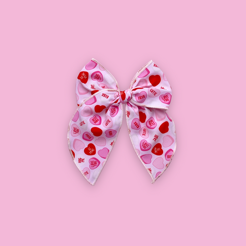 Large Pink Candy Heart Fable Bow