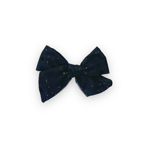 Classic Black Glitter Star Satin & Tulle Fable Bow