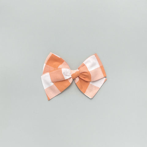 Orange Gingham Pinwheel Fabric Bow