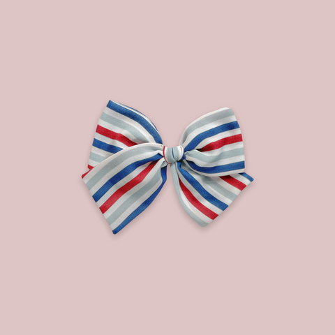 Patriotic Stripe Crepe Pinwheel Fabric Bow