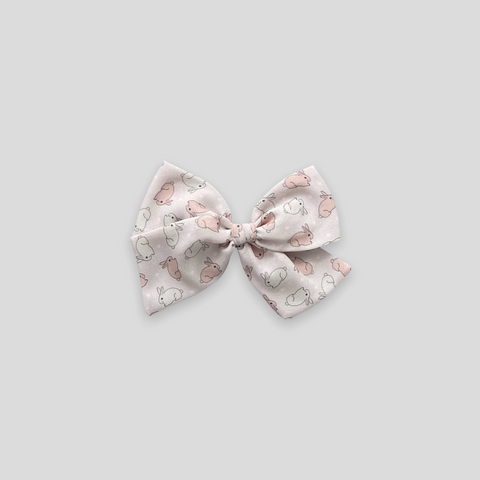 Pink & White Bunny Crepe Pinwheel Fabric Bow