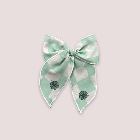 Golden June Lucky in Mint Crepe Fable Bow