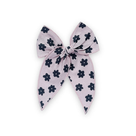 Pink & Black Daisy Print Fable Bow