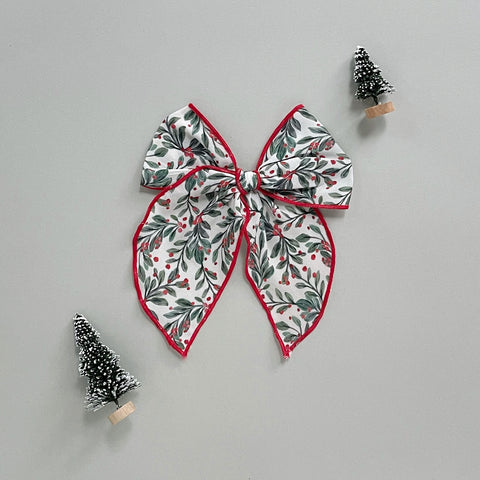 Christmas Holly Crepe Fable Bow