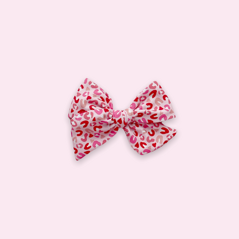 Pink Leopard Pinwheel Fabric Bow