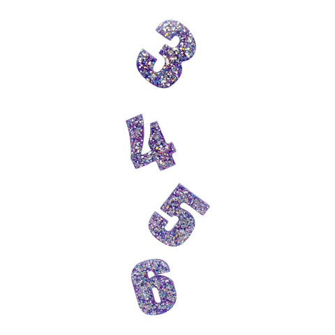 Purple Glitter Number Clip, You choose number 1-9