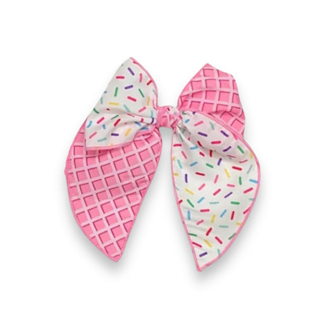 Pink Ice Cream Cone Fable Bow