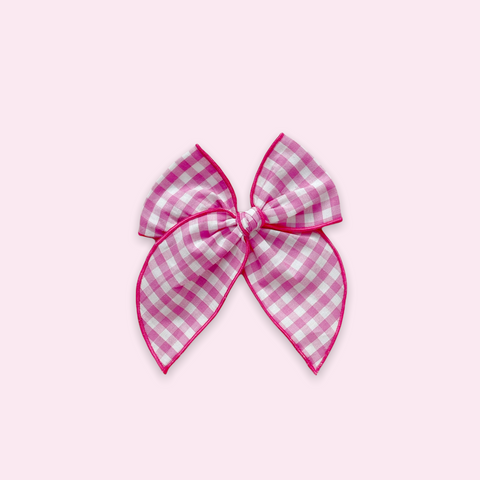 Bright Pink Gingham Fable Bow