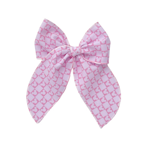 Large Pink Mouse Check Fable Bow