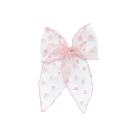 Pink Heart Tulle Fable Bow