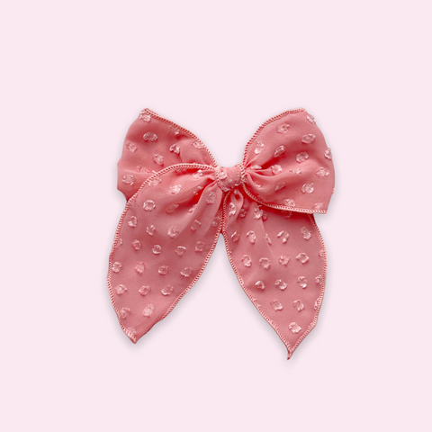 Pink Swiss Dot Fable Bow
