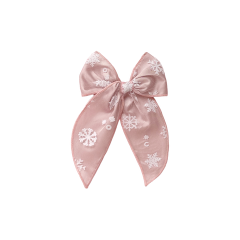 Large Pink Satin Tulle Snowflake Fable Bow