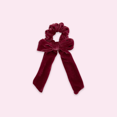 Cranberry Velvet Bow Scrunchie