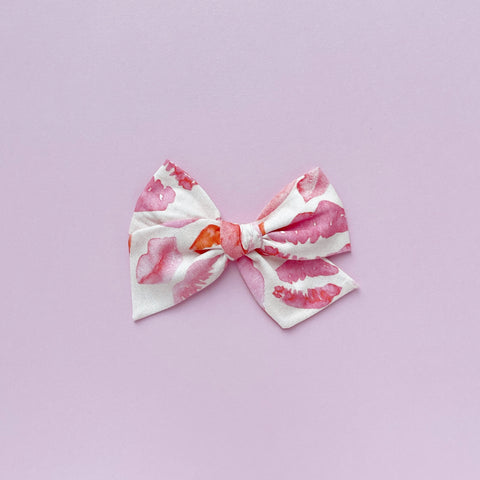Red and Pink Kisses Pinwheel Fabric Bow