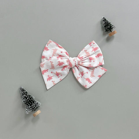 Holiday Dino Pinwheel Fabric Bow