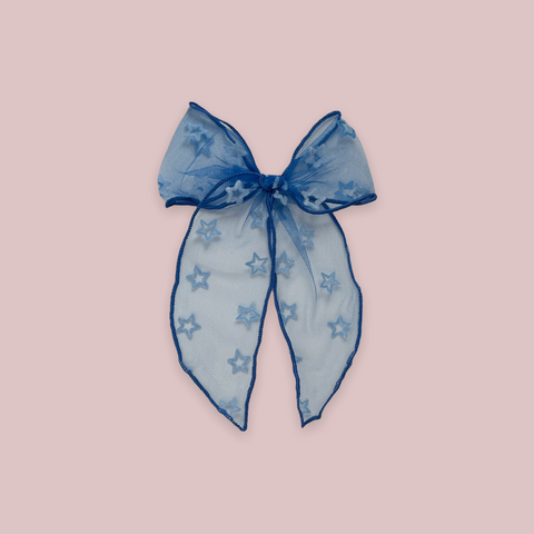 X-Large Blue Tulle Star Fable Bow