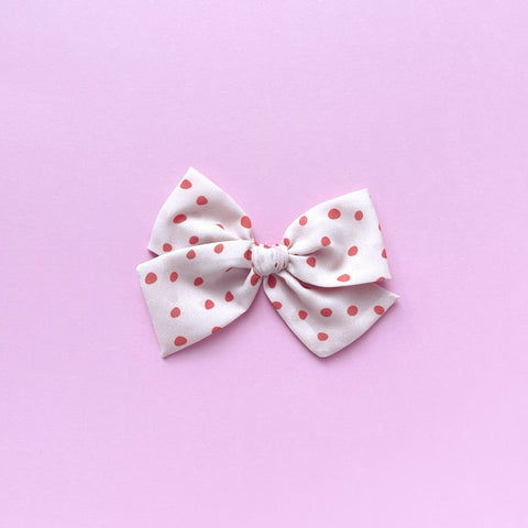 Pink and Red Dot Crepe Pinwheel Fabric Bow