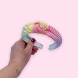 Rainbow Pleated Knot Headband