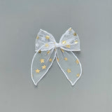 White and Gold Star Tulle Fable Bow