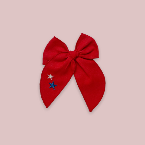 Red Embroidered Star Fable Bow